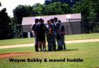 Wayne Bobby providing guidance to the crew on the mound... (Sermon on the Mound??)