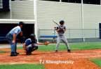 TJ Shaughnessy about to hit his double out to left field